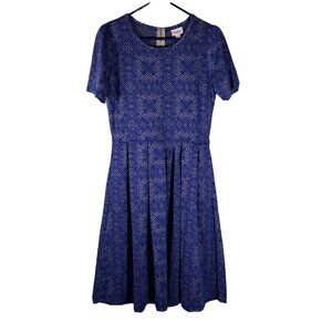 LuLaRoe Women's Dress Size Large Aamelia Floral Multicolor Blue‎ And Grey Flare